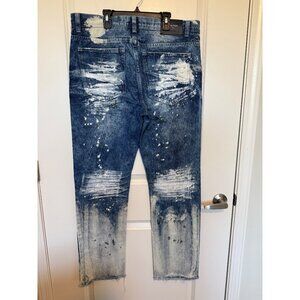 Demolition 975 Jeans Mens 36x32 Blue Distressed Acid Wash Y2K Skater Denim